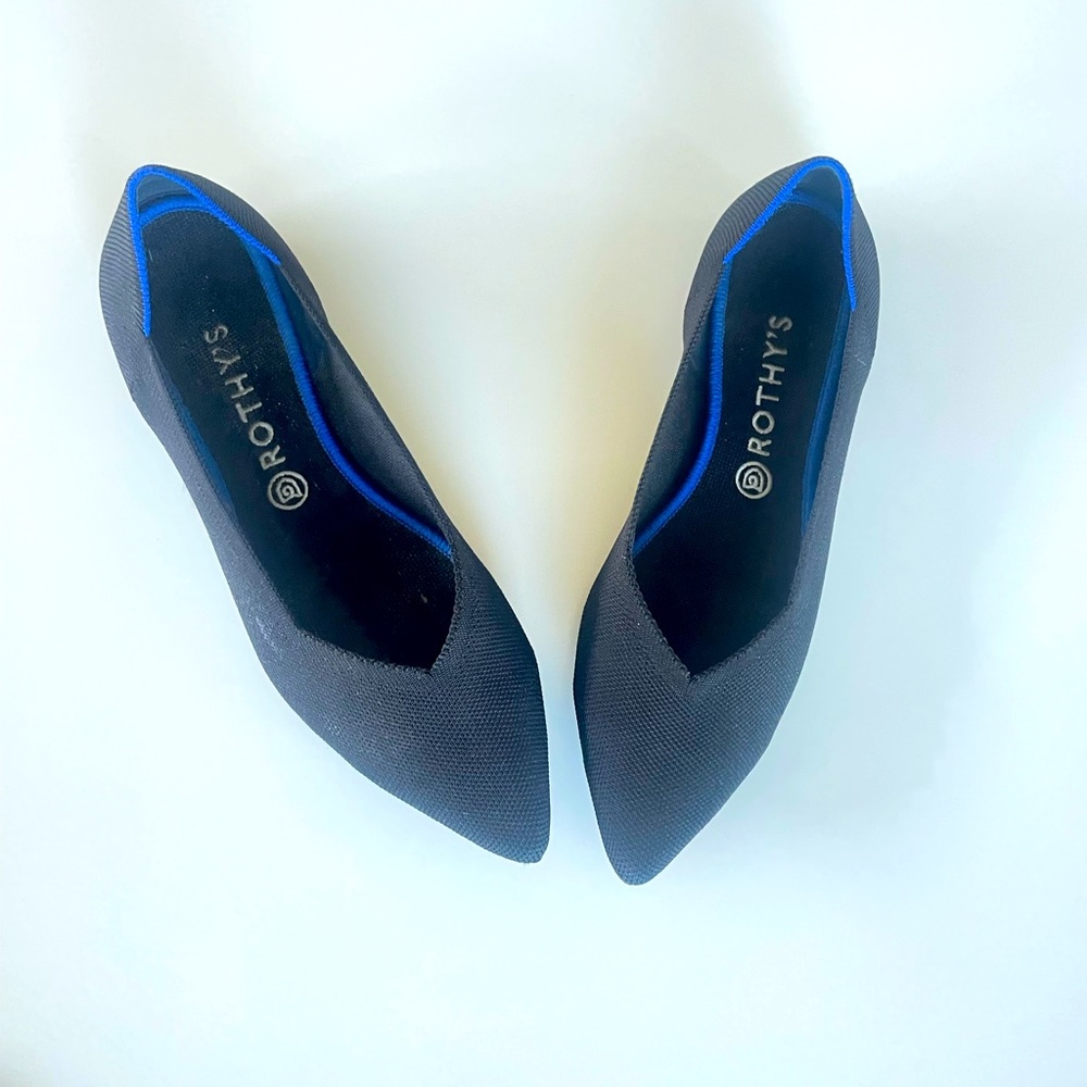 Rothy's Pumps Womens Size 12W The Point Black Solid Textile Ballet Flat Shoes